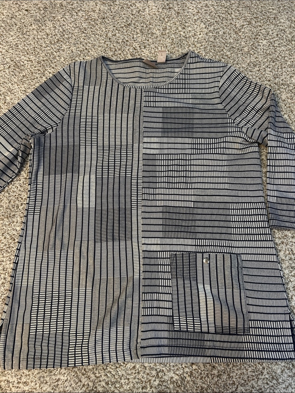 Chico's Navy Striped Tunic Top